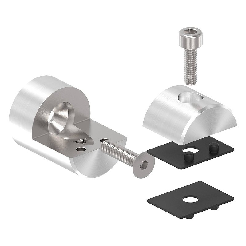 Sheet metal holder, Ø 32mm, connection: straight, AISI304