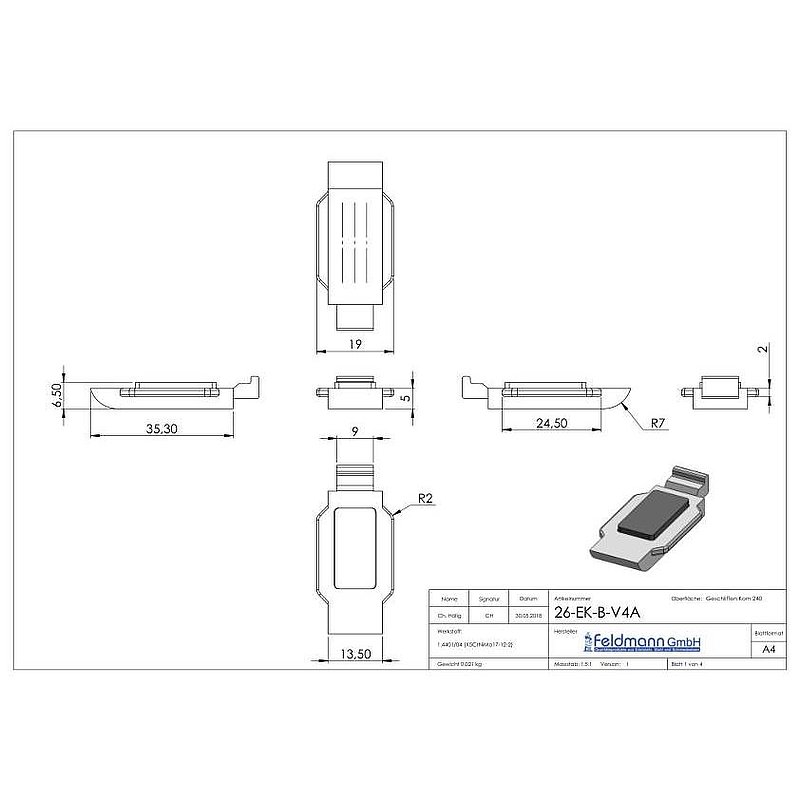 Privacy screen safety shelf EK Mod. 26, AISI316