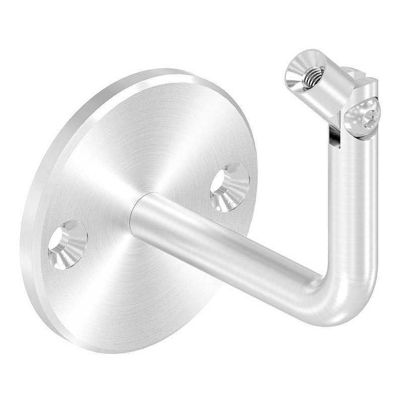 Handrail bracket with joint, top internal thread M6 (round plate and bracket screwed together), AISI