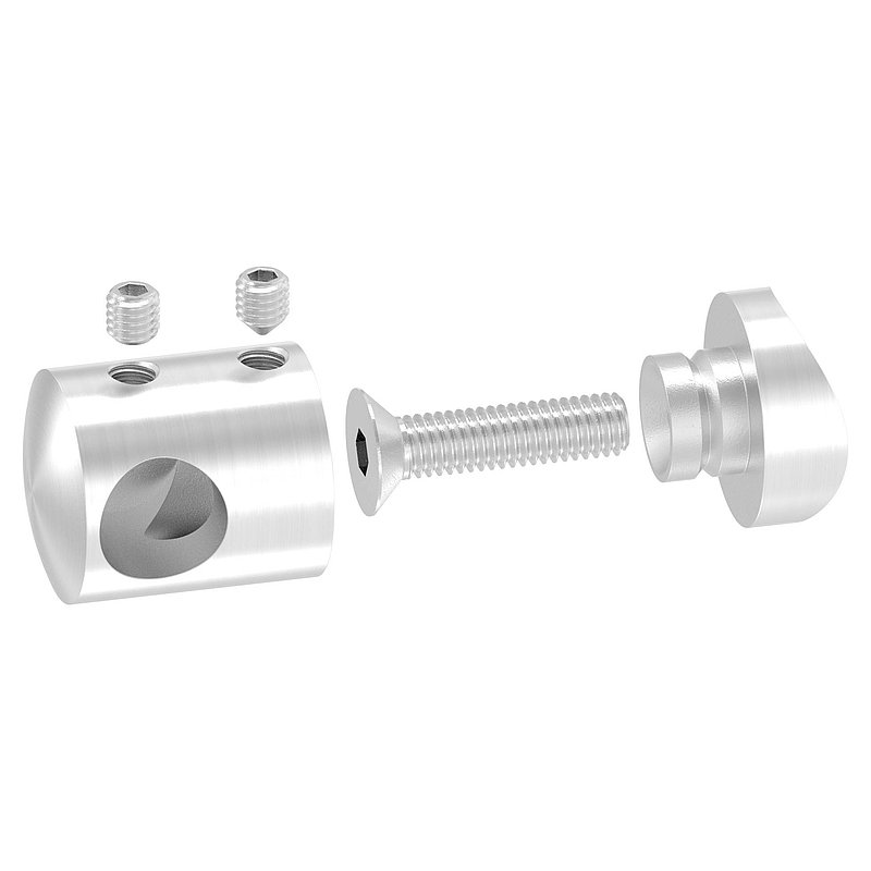 Cross bar holder for 33.7 mm tube, blind hole left 12.2 mm, AISI304