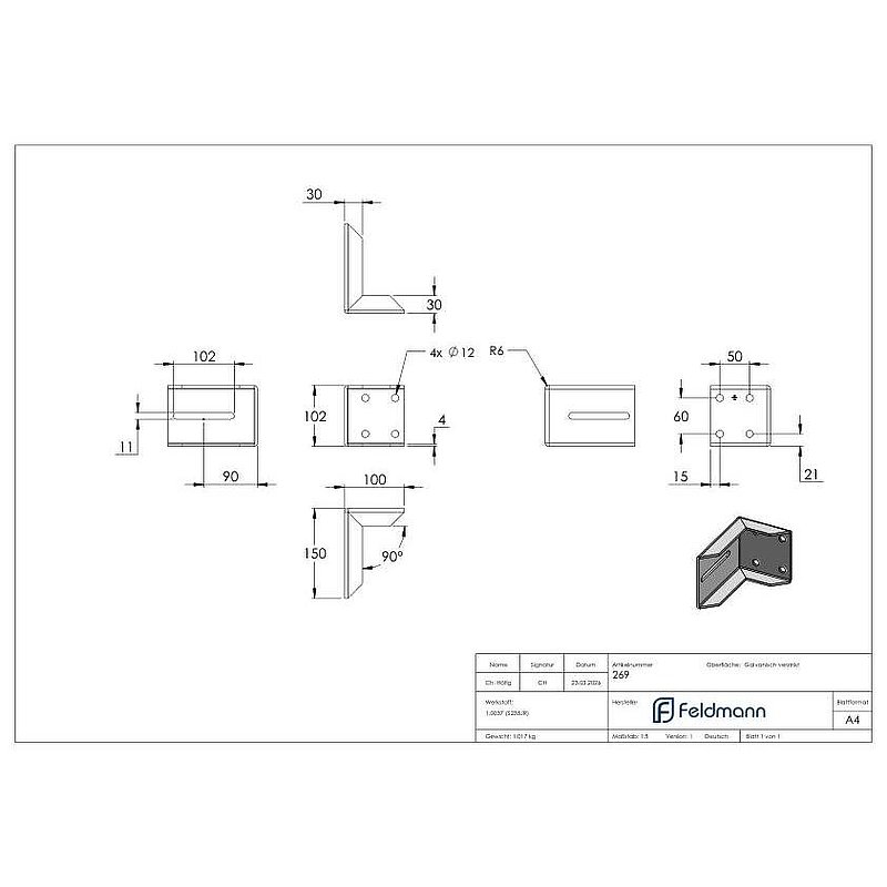 mounting bracket, suitable for end stop, galvanised