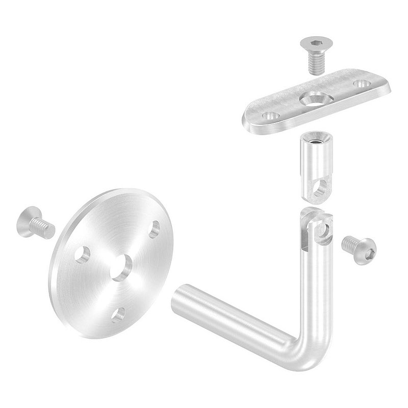 Handrail bracket with joint, handrail connection plate tube 42.4 mm (round plate and bracket screwed