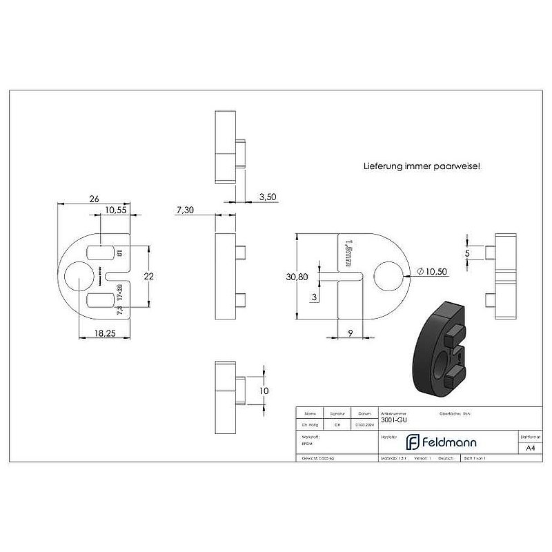 Rubber for Mod. 30, sheet metal 1,5mm