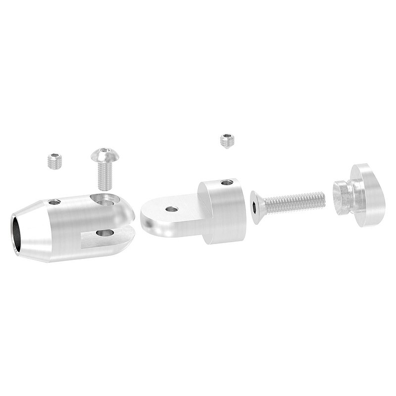 Support de lisse transversale + articulation à insérer en extr., p. tube 42,4mm, perçage 12,2mm, V2A