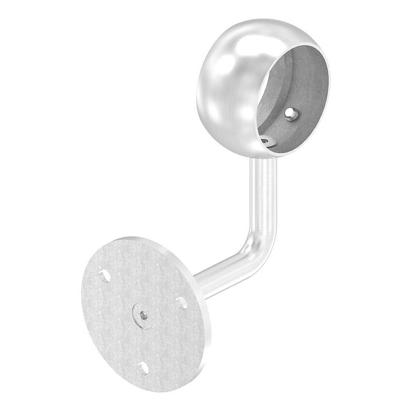Handrail bracket with ball ring for 48.3 mm tube (round plate and bracket screwed together), AISI304