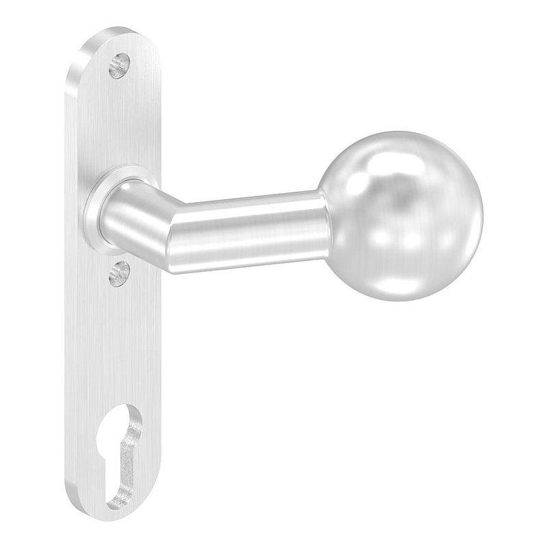 Door knob, Ø 50mm, with long backplate, AISI304