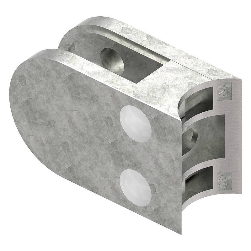 Glasklemme Mod. 33, Anschluss: 33,7mm, in Zink roh