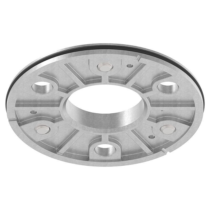 Anchor plate, Ø 123.5x8mm for 48.3mm tube, raw, AISI304
