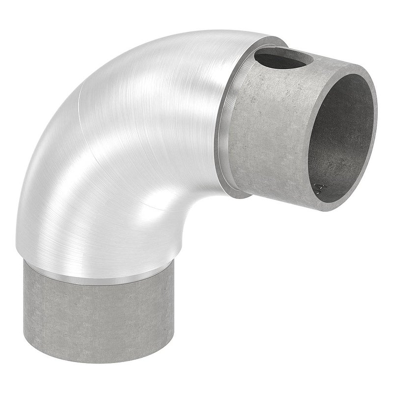 Adjustable tube bend, hollow for cable entry, for 42.4x2.0mm, AISI304