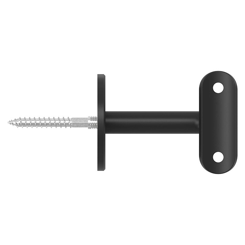 handrail bracket with 42.4 mm plate (round plate and bracket welded), V2A coated in RAL 9005