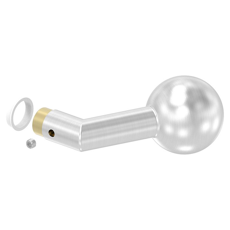 Poignée de porte boule fixe, seule, Ø 50mm, coudé, V2A