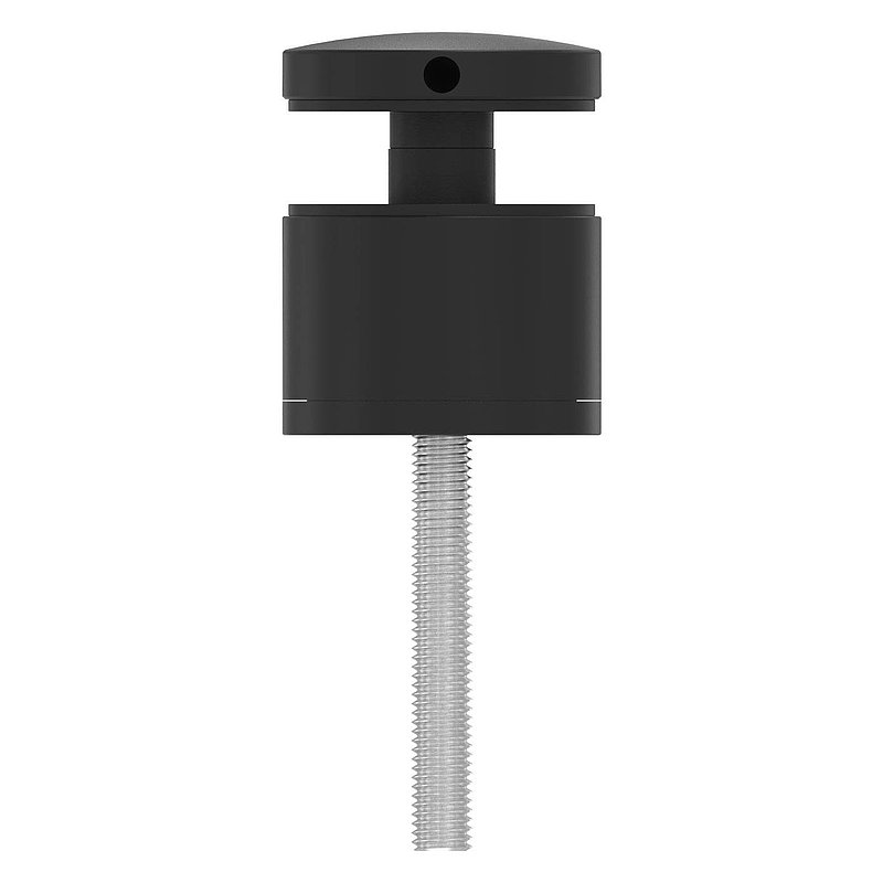 Point de fixation 52mm, plat, réglable, V2A, revêtu par poudre en RAL 9005 noir mat