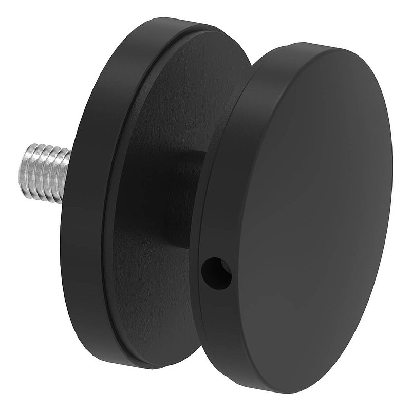 Glaspunkthalter 62mm, Anschluss: flach, V2A, pulverbeschichtet in RAL 9005 schwarz matt