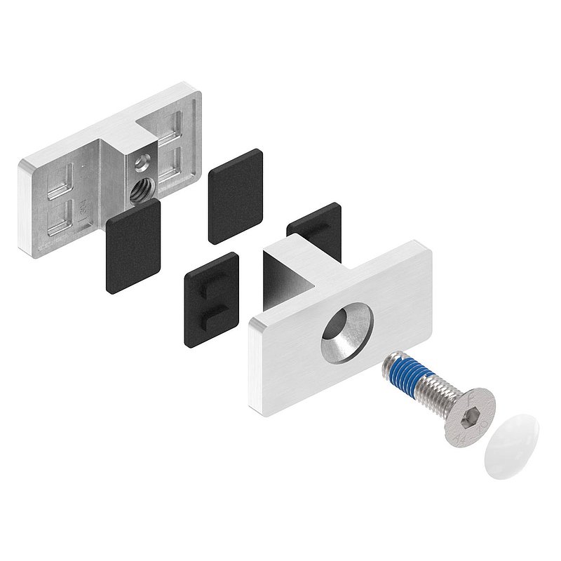 Aligneur de parois en verre pour garde-corps avec ép. de verre : 20,76 - 21,52mm