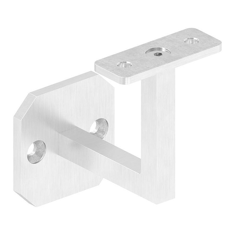 Handlaufhalter eckig mit gerader Handlaufanschlussplatte (Ronde und Bügel verschweißt), V2A
