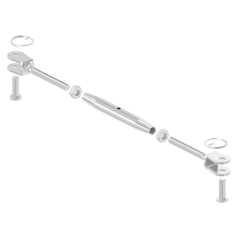 Wantenspanner Gabel/Gabel mit Gewinde M6, V4A