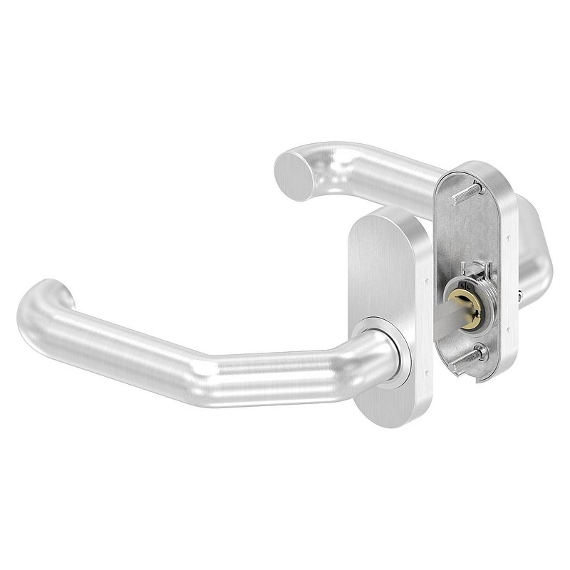Pair of door handles, one lever handle fixed, AISI304