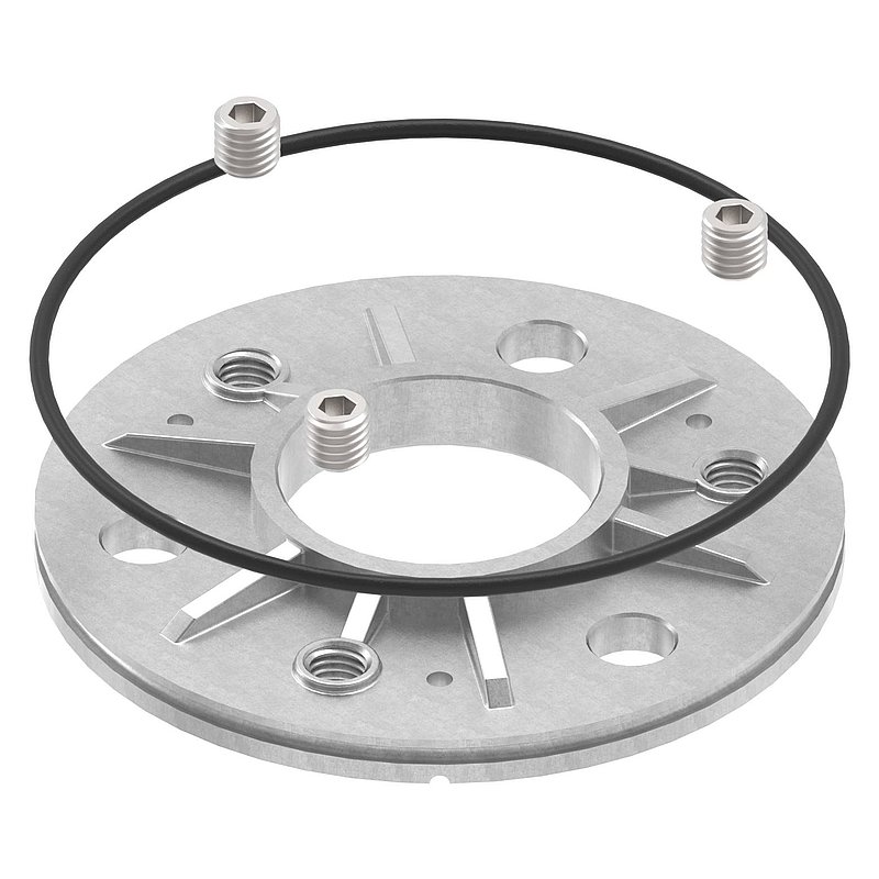 Anchor plate, Ø 123.5x8mm for 48.3mm tube, raw, AISI304