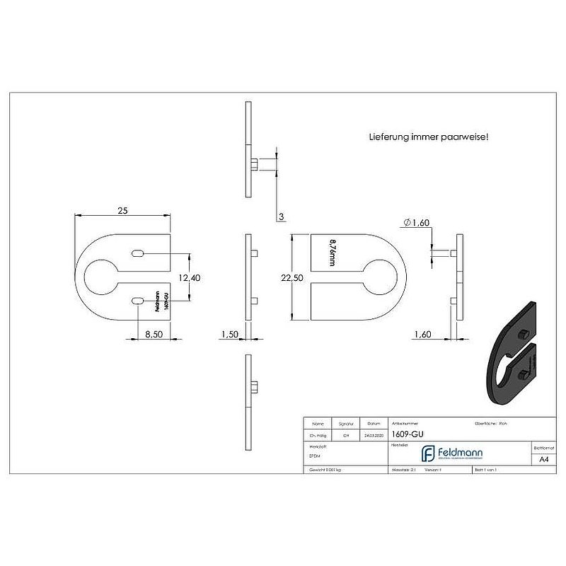 Gummi für Mod. 16, VSG-Glas 8,76mm