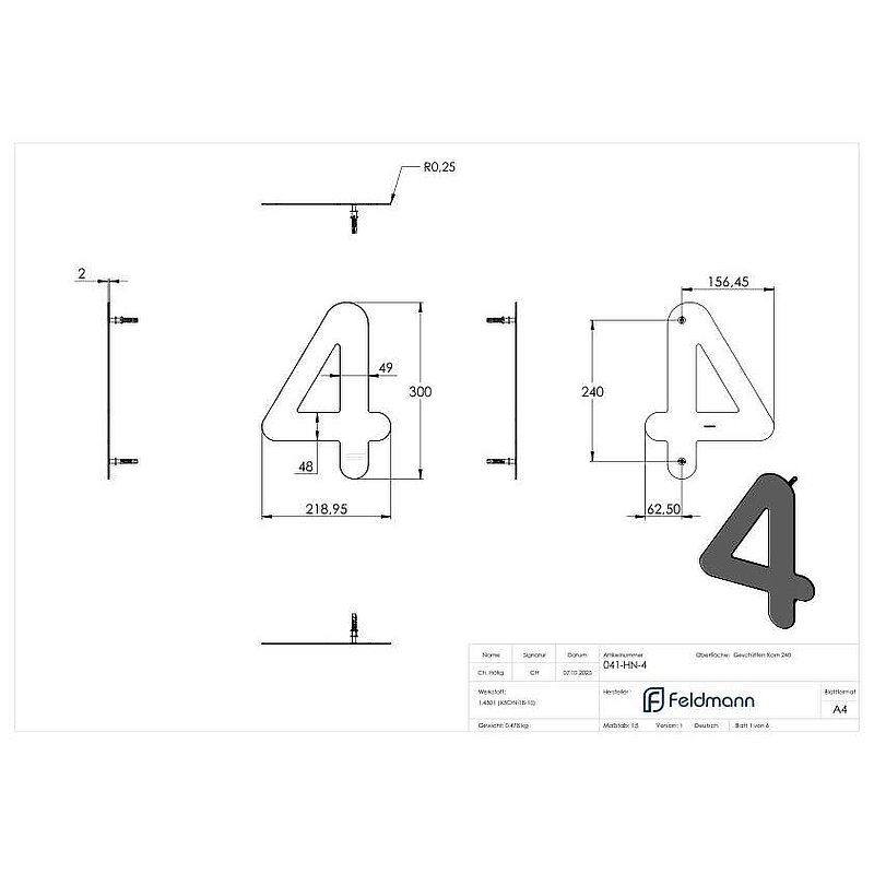 Numéro de maison 4 - "grand", V2A