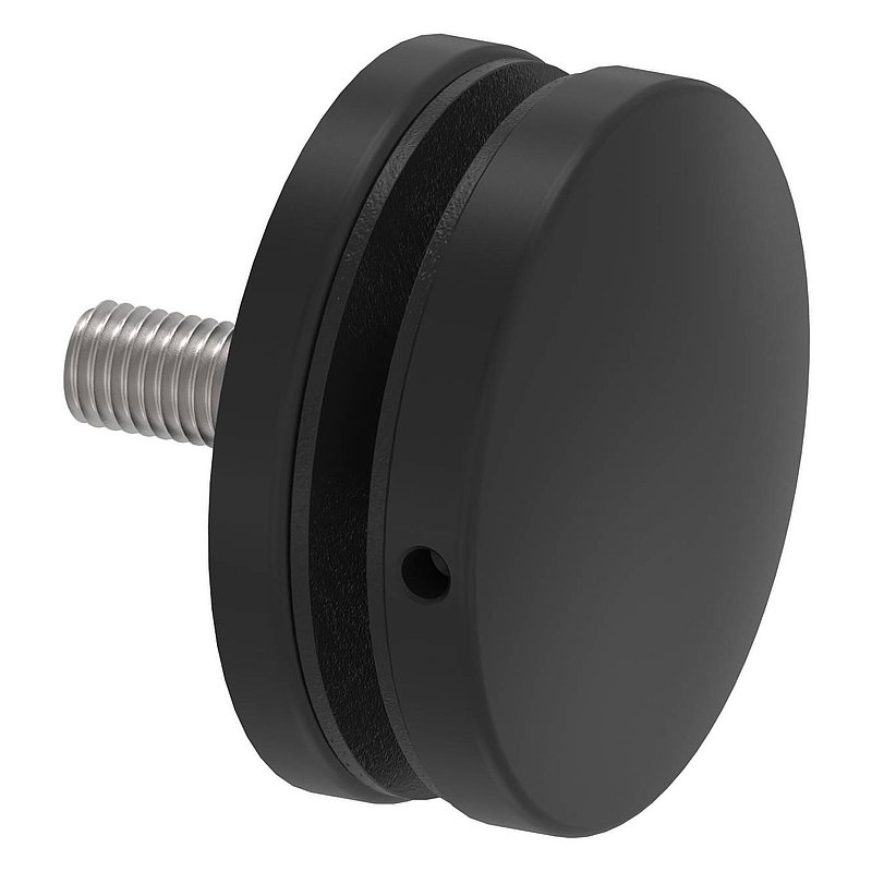 Point de fixation 72mm, jonction plate, V2A, revêtu par poudre en RAL 9005 noir mat
