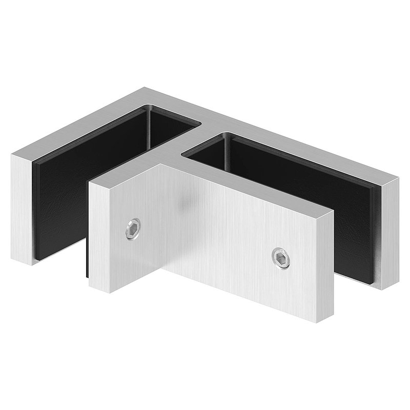 Glasverbinder 90°, für Glas 12 - 12,76mm, V4A