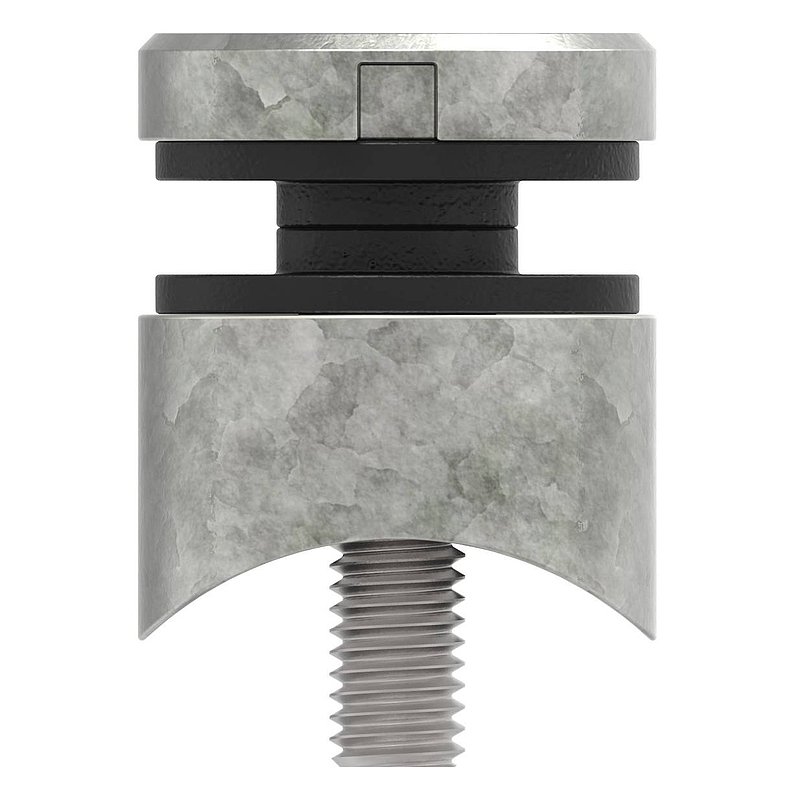 Glass point holder 30mm, connection: 42.4mm, raw zinc