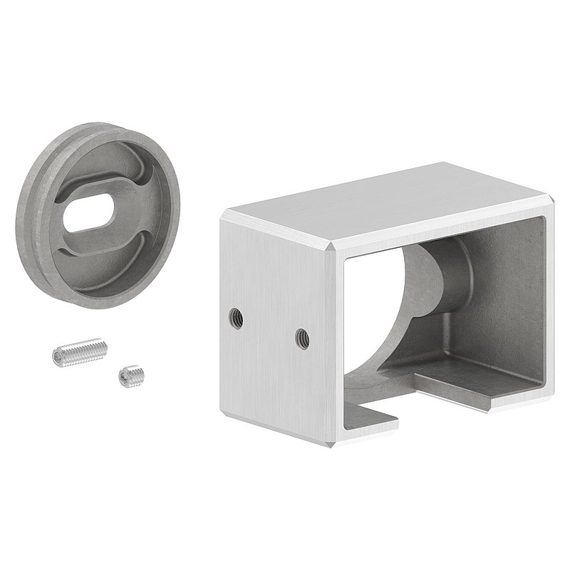 Wall mounting for grooved tube 60x40mm, left, AISI316