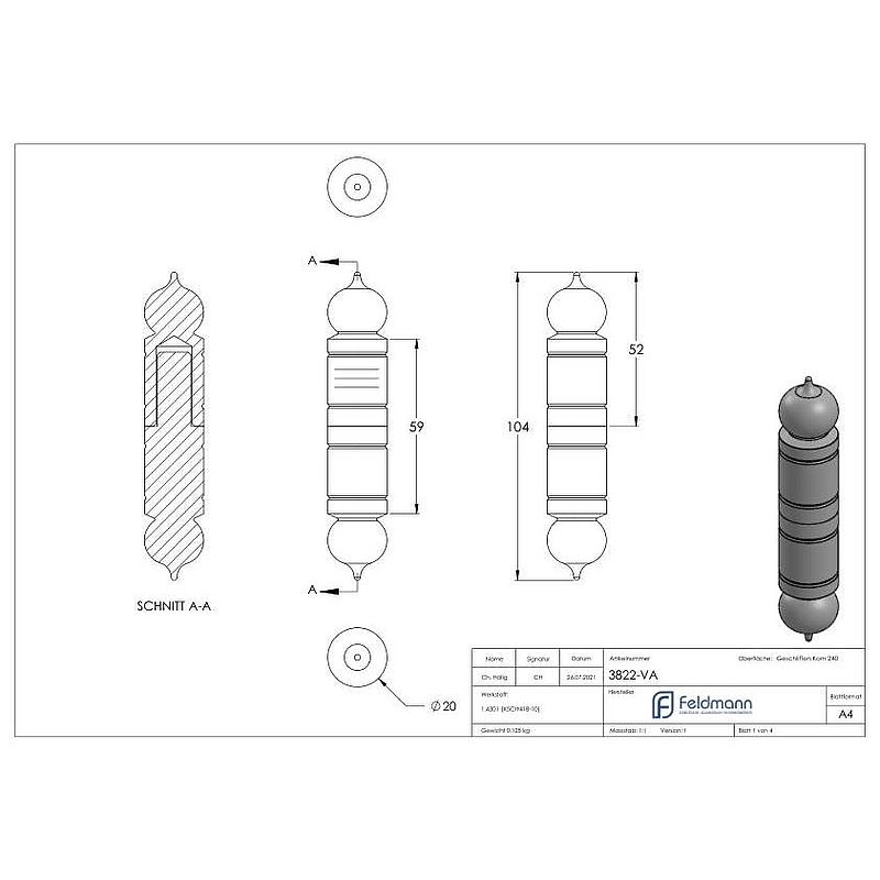 Weld-on strap with fixed pin, smooth, 20 mm, AISI304