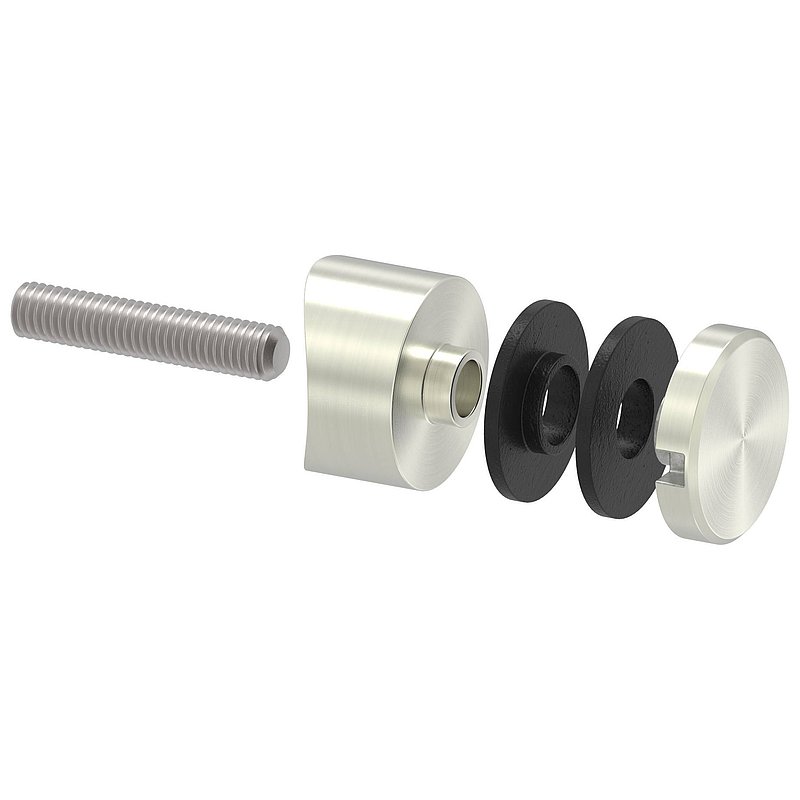 Point de fixation 30mm, jonction: 42,4mm, aspect inox brossé