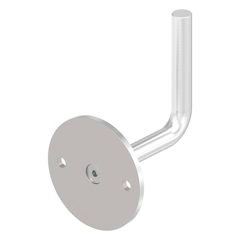 Handrail bracket for welding (round plate and bracket screwed together), AISI316