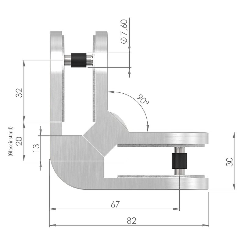 Eckglasklemme 90° Mod. 23, V4A