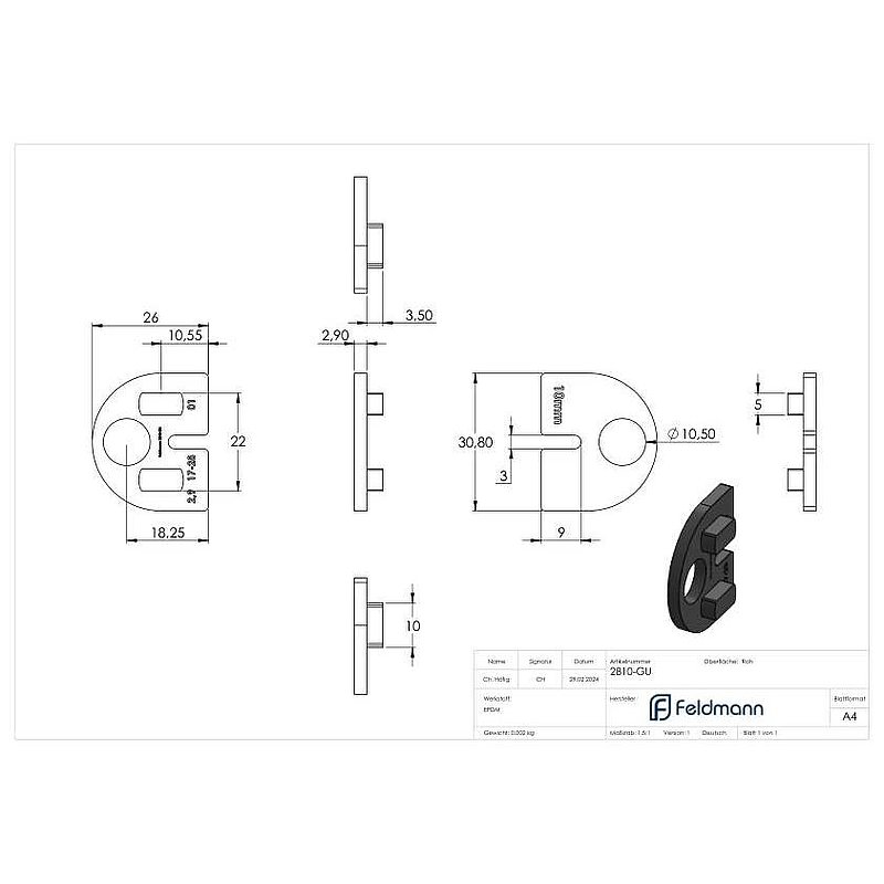 Rubber 1 pair for Mod. 28, TSG-glass 10mm