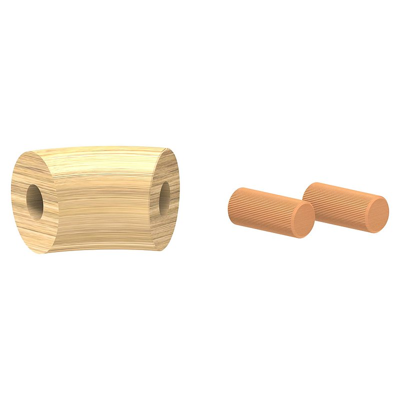 Coude à 45° pour main courante en bois de chêne, Ø 42,4 mm