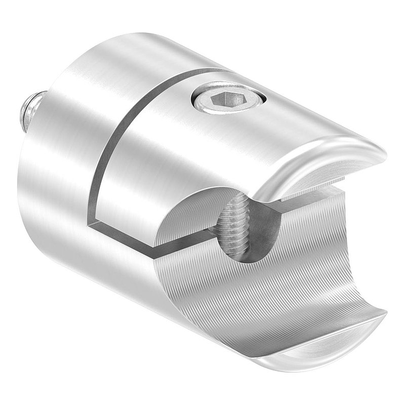 Halter für rundes Klemmprofil 21,3mm Anschluss: flach, V2A