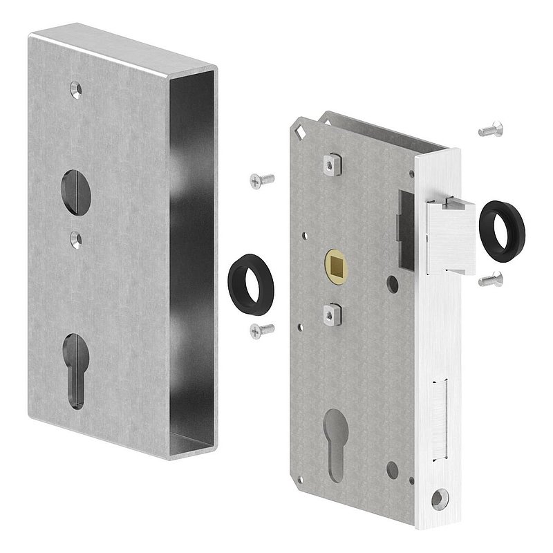 Lock case with galvanised lock