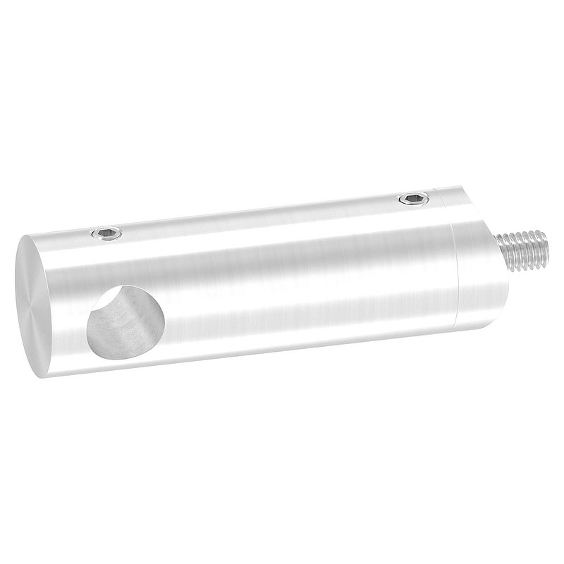 Cross bar holder extended, with through-hole for 33.7 mm tube, 12.2 mm hole, AISI304