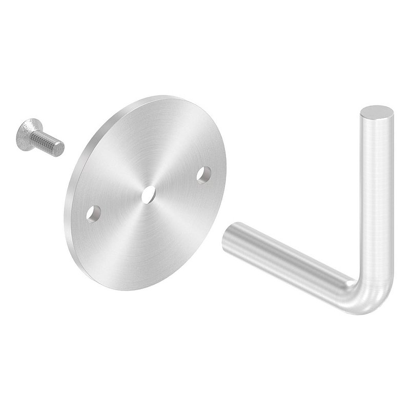 Handrail bracket for welding (round plate and bracket screwed together), AISI316