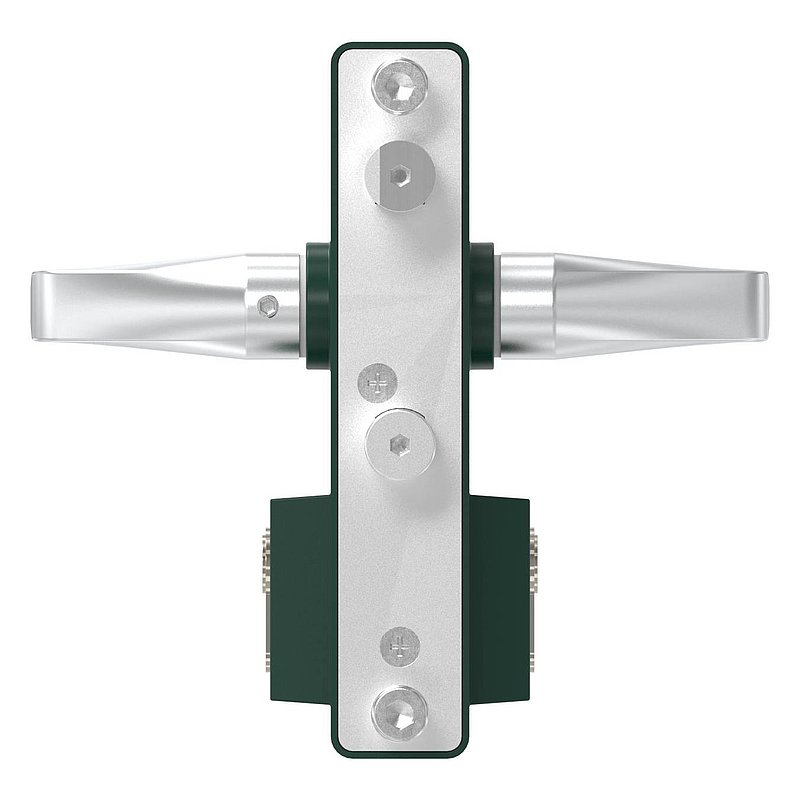 grille gate lock GTS 2 for tube thickness 40-60mm, housing RAL 6005 moss green