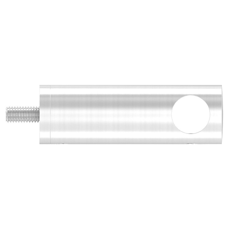 Cross bar holder extended, with through-hole for straight connection, 14.2 mm hole, AISI304
