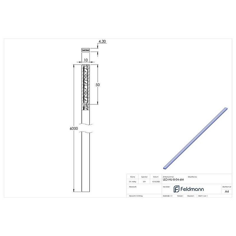 Bande LED pour tube à rainure, indice de protection IP65