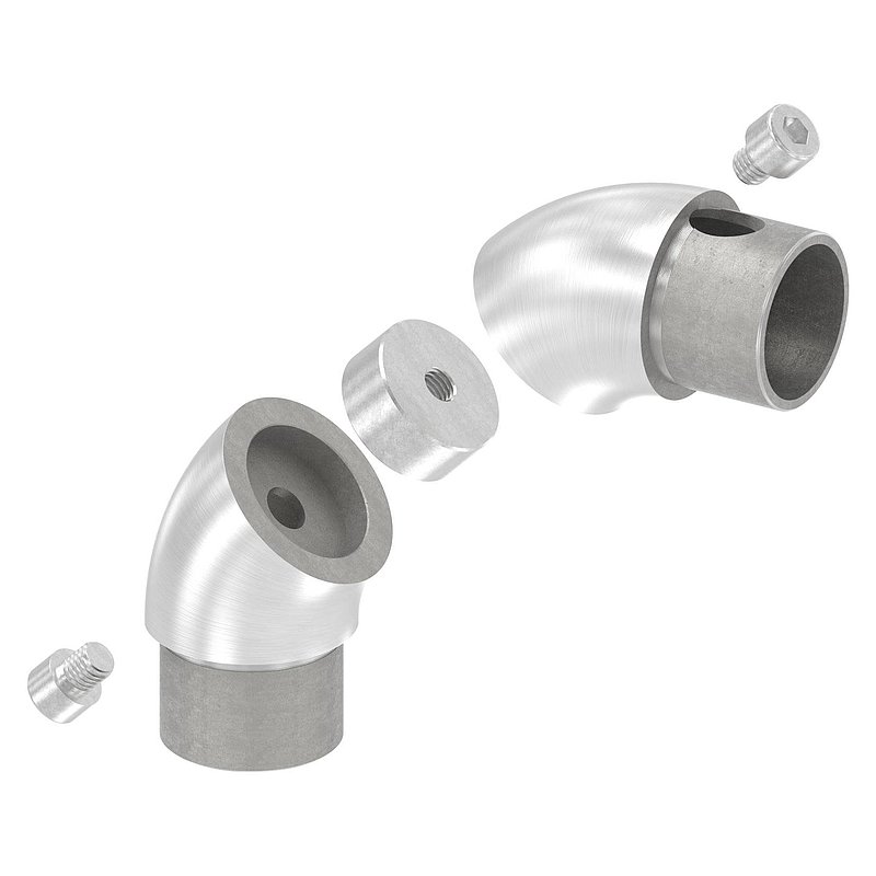 Tube coudé à 90°, réglable, pour tube Ø 42,4x3,0mm, V2A