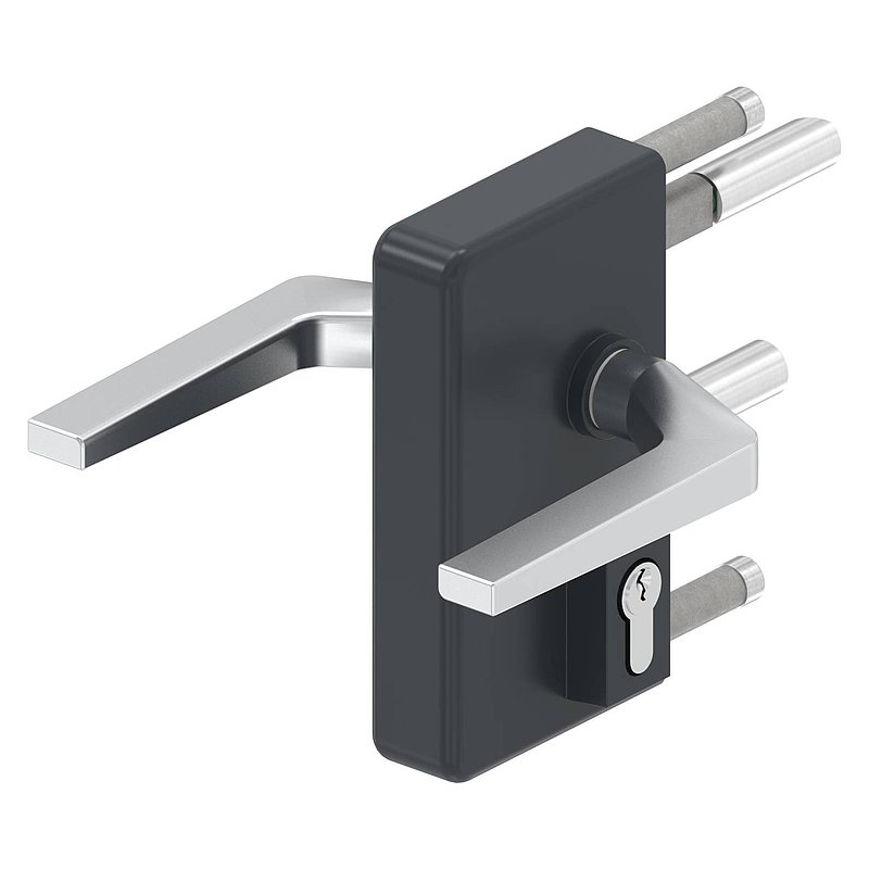 grille gate lock GTS 2 for tube thickness 60-80mm, housing RAL 7016