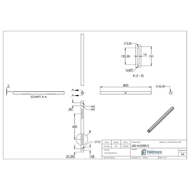 LED sample handrail incl. 2x LED