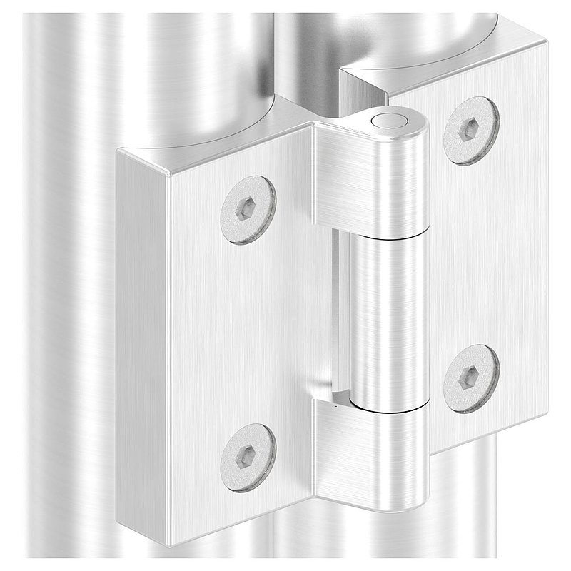 Charnière adaptée aux verrous de porte pour tube Ø 42,4mm, V4A