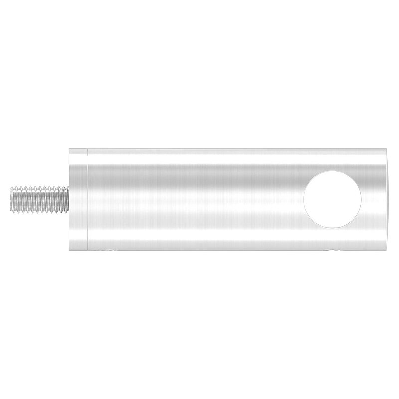 Support de lisse transversale rallongé, avec raccordement droit, perçage Ø 12,2mm, V2A