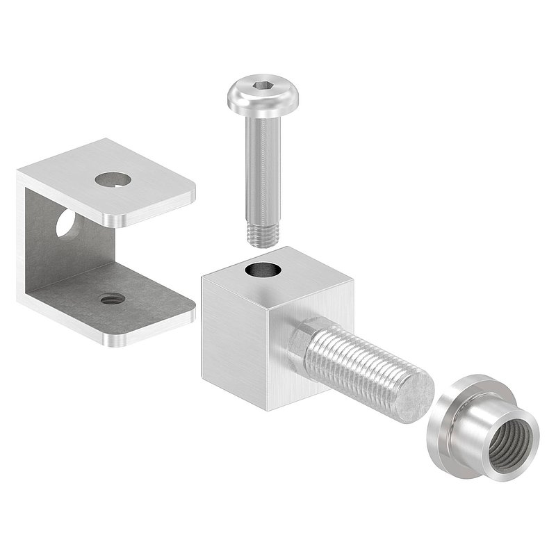 Adjustable hinge with threaded sleeve M16, AISI304