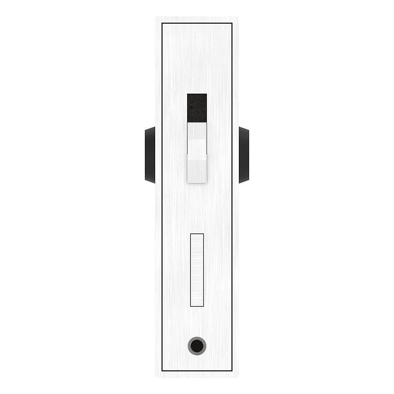 Stainless steel lock case with galvanised lock and hook latch for sliding gates, 40x94.5x173mm