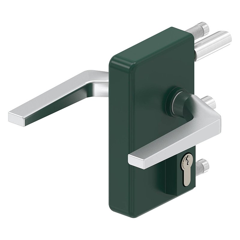 grille gate lock GTS 2 for tube thickness 40-60mm, housing RAL 6005 moss green