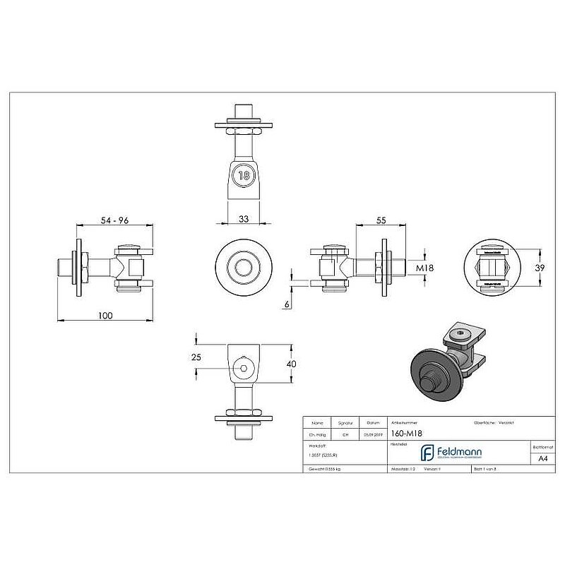 Gate hinge M18, galvanised